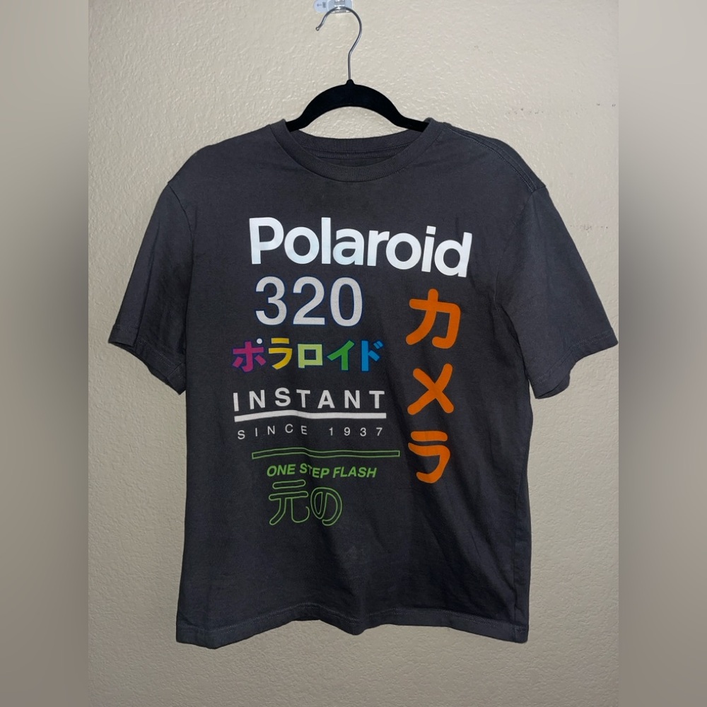 grey polaroid tailgate graphic t-shirt